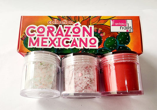 Coleccion Corazón Mexicano 3 pz. Fantasy Nails