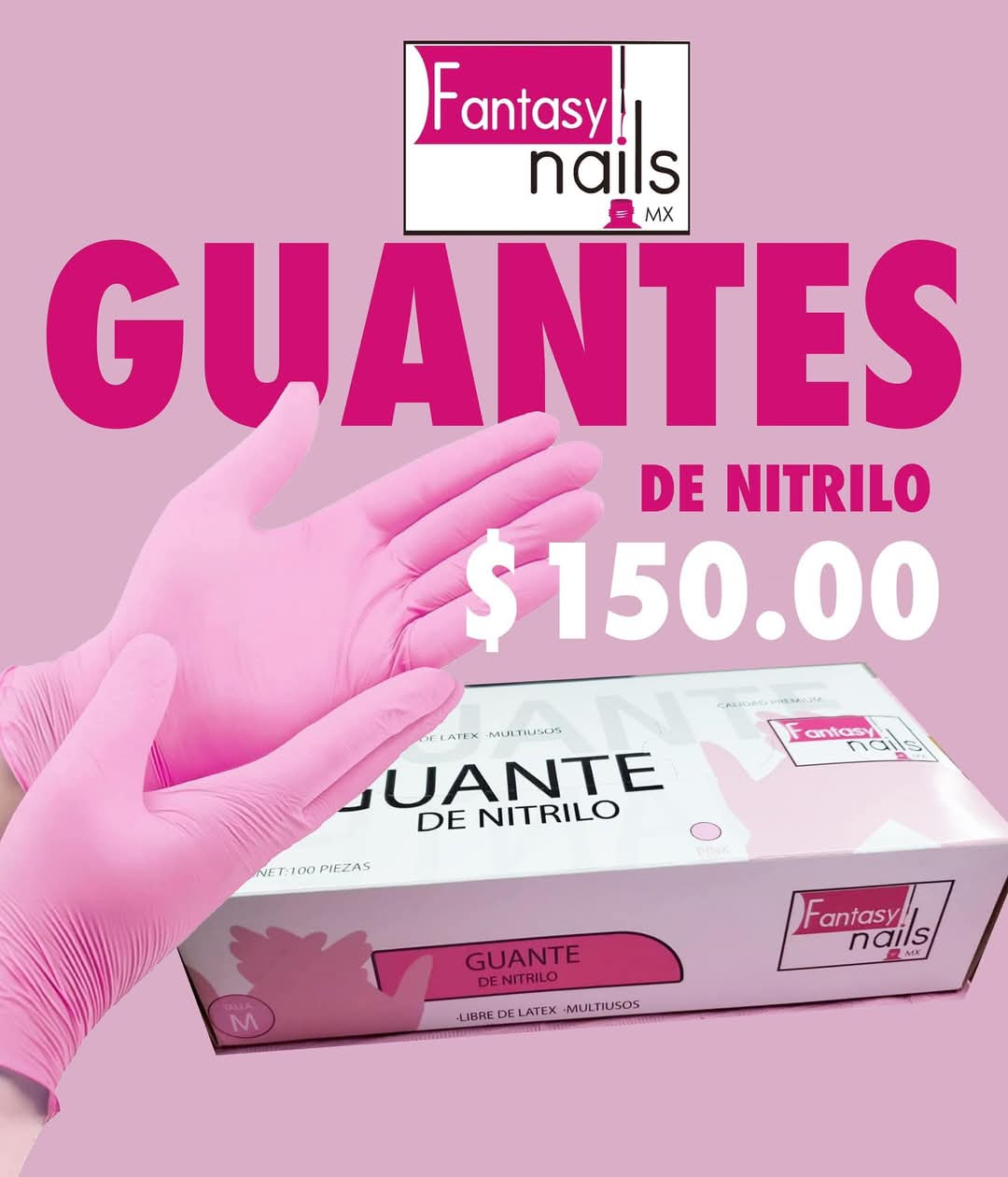 Guantes Rosas Fantasy Nails